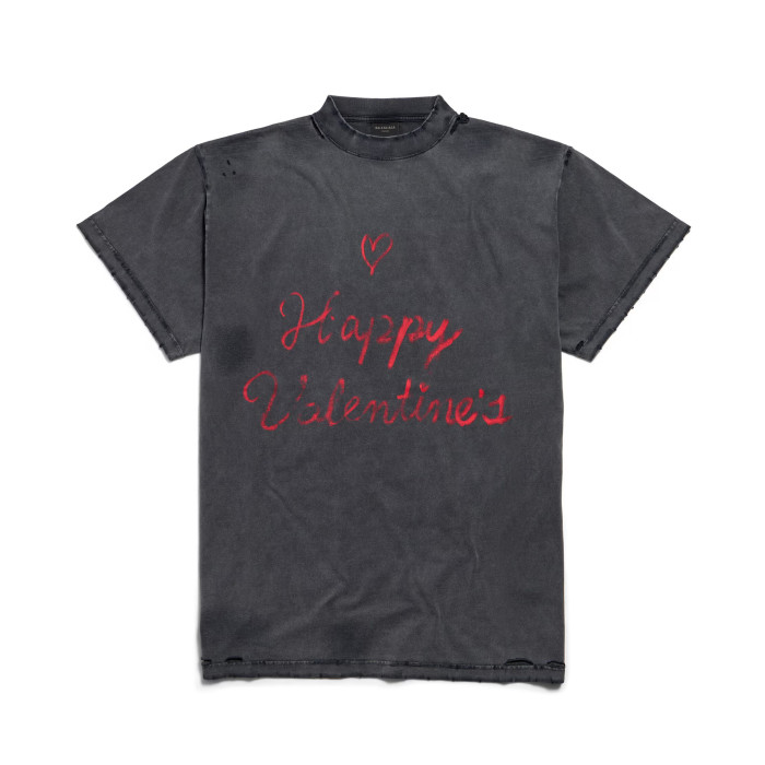 NIGO Balenciaga Men's Women's Vintage Aged Solid Color Knit Crew Neck Straight Short Sleeve Lipstick Valentines T-shirt #nigo75927