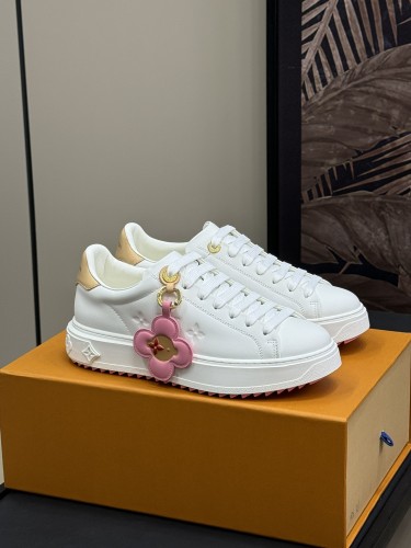 NIGO Louis Vuitton Women's Four Seasons Round Toe Solid Color Letter Printed Low Top Lace Up Flat Casual Shoes #nigo75918