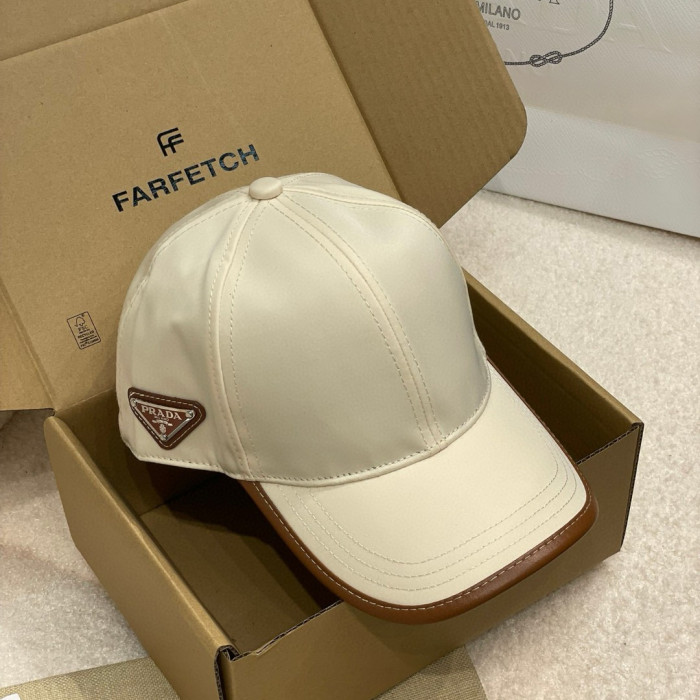 NIGO Prada Men's Metal Triangle Label Logo Solid Color Nylon Patchwork Leather Baseball Cap Hat #nigo75923