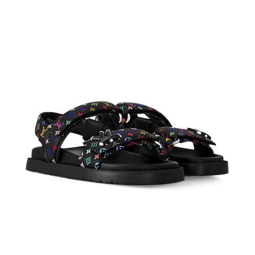 NIGO Louis Vuitton LV x TM LV Sunset Flat Comfort Sandal Men's and Women's Alphabet Jacquard Round Head Thick Bottom Velcro Slippers Sandals Shoes #nigo75934