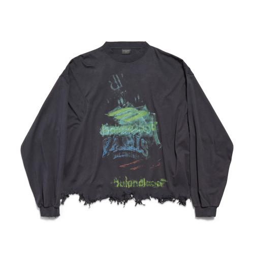 NIGO Balenciaga Women's And Men’s Summer Solid Color Cotton Graffiti Printed Brushed Regular Fit Round Neck Long Sleeve T-Shirt #nigo75931