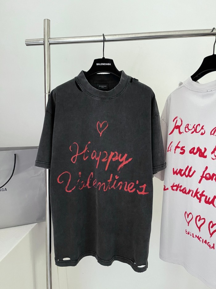 NIGO Balenciaga Men's Women's Vintage Aged Solid Color Knit Crew Neck Straight Short Sleeve Lipstick Valentines T-shirt #nigo75927