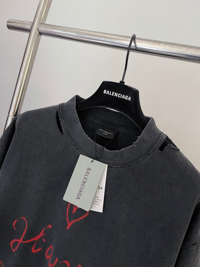 NIGO Balenciaga Men's Women's Vintage Aged Solid Color Knit Crew Neck Straight Short Sleeve Lipstick Valentines T-shirt #nigo75927