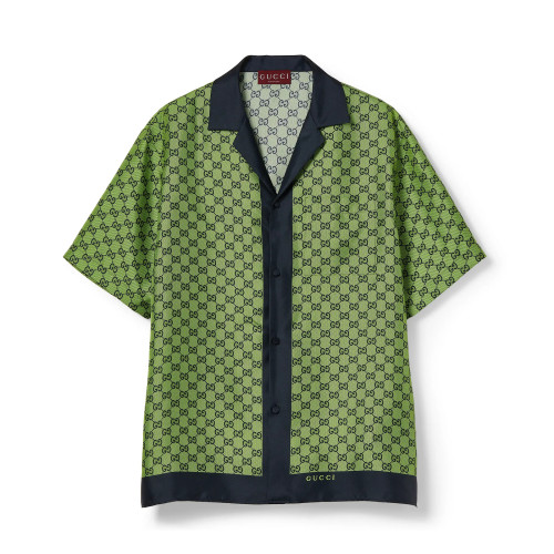 NIGO Gucci Men's Summer Logo Full Print Single Breasted Short Sleeve Shirt Stretch Waist Casual Shorts Set Suit #nigo75939