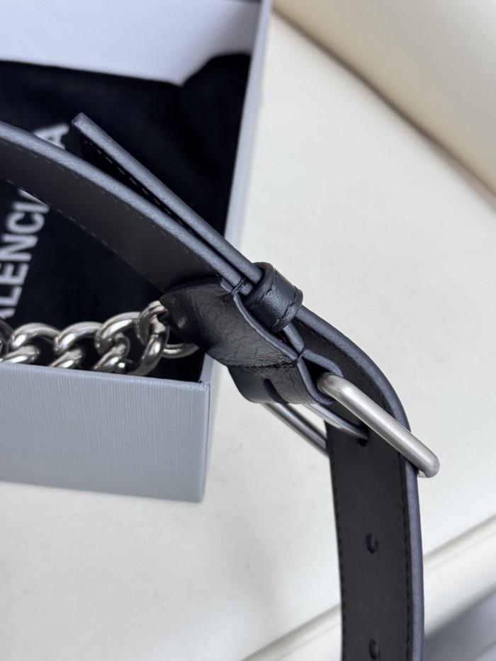 NIGO Balenciaga Men's Logo Monaco Chain Strap Belt Solid Color Width 3.5cm  Accessories Ngvp #nigo1379