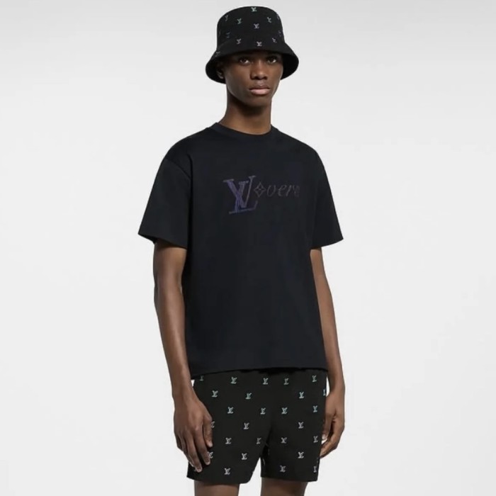 NIGO Louis Vuitton Men's Summer Logo Beaded Embroidery Letter Printed Solid Color Round Neck Short Sleeve T-Shirt #nigo75961
