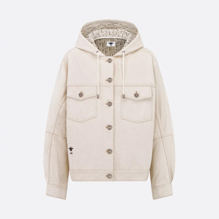 NIGO Dior Women's Autumn and Winter Bee Embroidery Hooded Loose Solid Color Single Breasted Long Sleeve Jacket #nigo75957