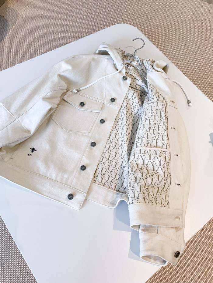 NIGO Dior Women's Autumn and Winter Bee Embroidery Hooded Loose Solid Color Single Breasted Long Sleeve Jacket #nigo75957