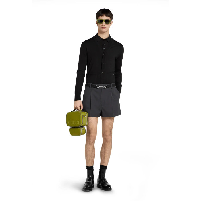 NIGO Gucci Men's Summer Letter Jacquard Wool Solid Color Knit Short Sleeve Polo Shirt #nigo75999