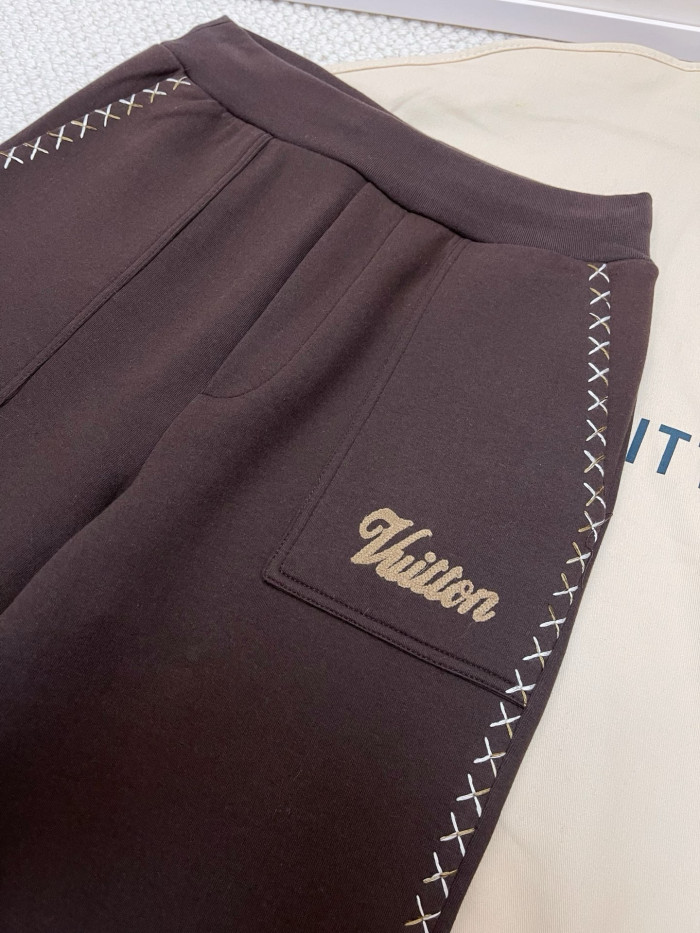NIGO Louis Vuitton Men's Spring and Autumn Solid Color Letter Embroidery Drawstring Tie Loose Casual Pants #nigo76137