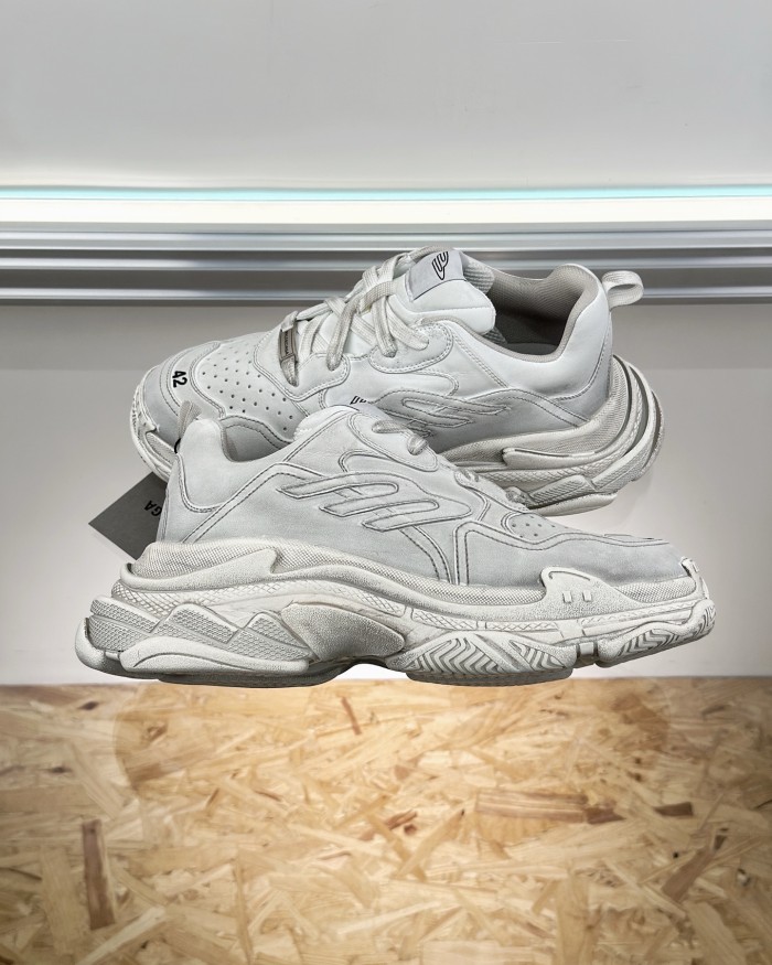 NIGO Balenciaga Triple S Sporty Men's And Women's Four Seasons Solid Color Leather Low Top Lace Up Sneaker Shoes #nigo76121