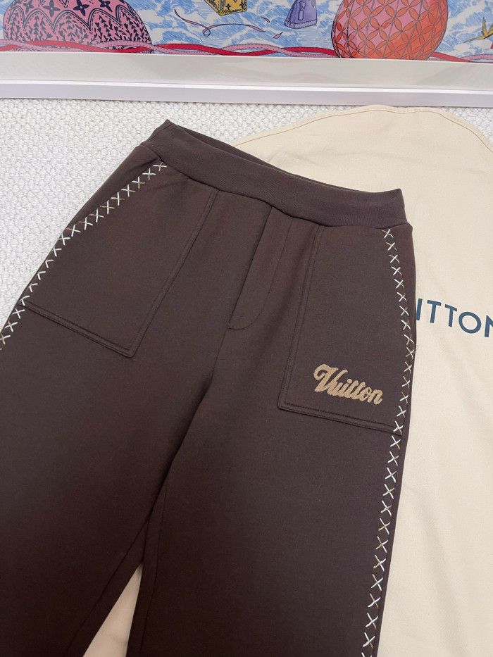 NIGO Louis Vuitton Men's Spring and Autumn Solid Color Letter Embroidery Drawstring Tie Loose Casual Pants #nigo76137