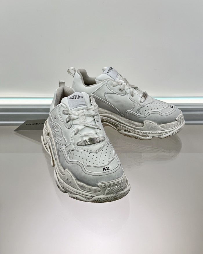 NIGO Balenciaga Triple S Sporty Men's And Women's Four Seasons Solid Color Leather Low Top Lace Up Sneaker Shoes #nigo76121