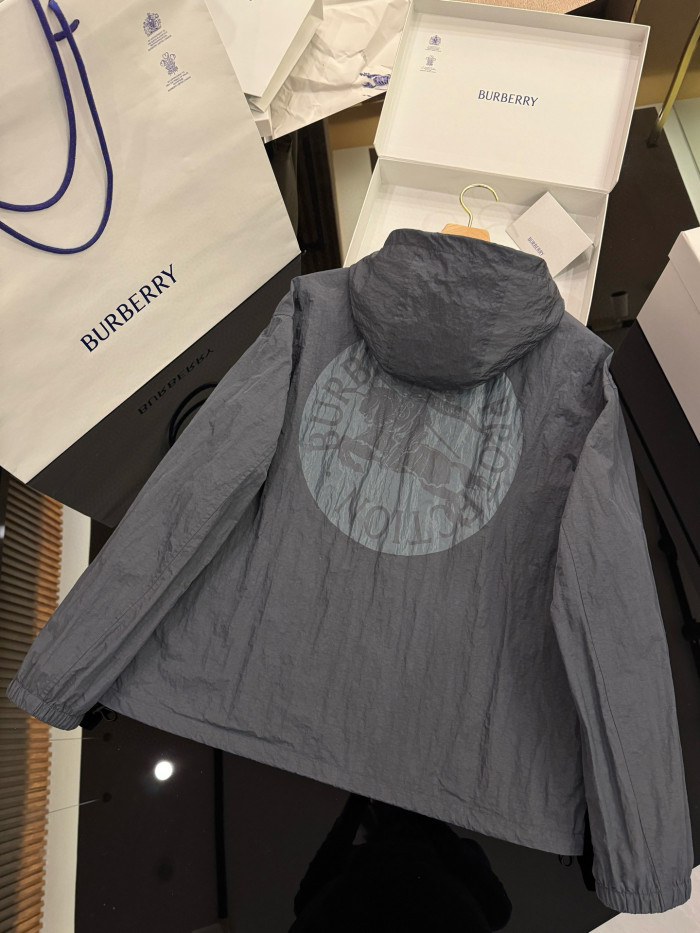 NIGO Burberry Men's Spring & Autumn EKD Badge Nylon Solid Color Long Sleeve Zipper Loose Hooded Jacket #nigo76111