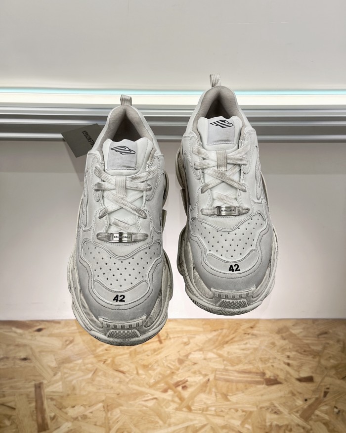 NIGO Balenciaga Triple S Sporty Men's And Women's Four Seasons Solid Color Leather Low Top Lace Up Sneaker Shoes #nigo76121