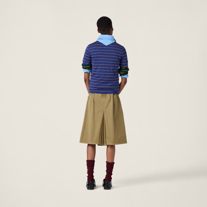 NIGO MiuMiu Women's Color Blocking Striped Logo Summer Round Neck Solid Color Knit Short Sleeve Jersey T-shirt #nigo76113