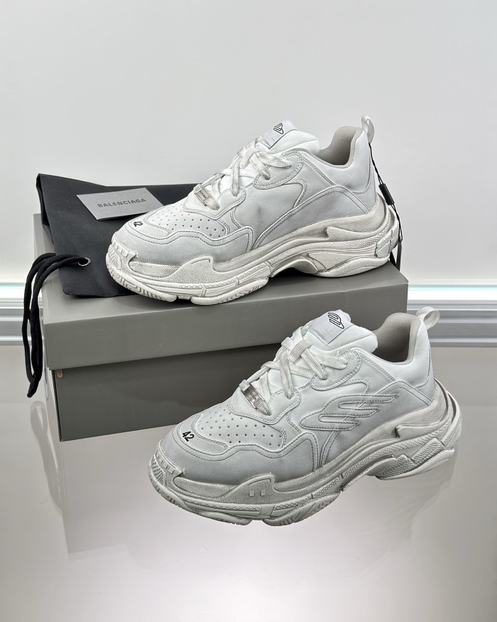 NIGO Balenciaga Triple S Sporty Men's And Women's Four Seasons Solid Color Leather Low Top Lace Up Sneaker Shoes #nigo76121