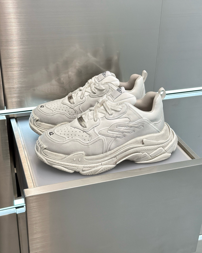 NIGO Balenciaga Triple S Sporty Men's And Women's Four Seasons Solid Color Leather Low Top Lace Up Sneaker Shoes #nigo76121