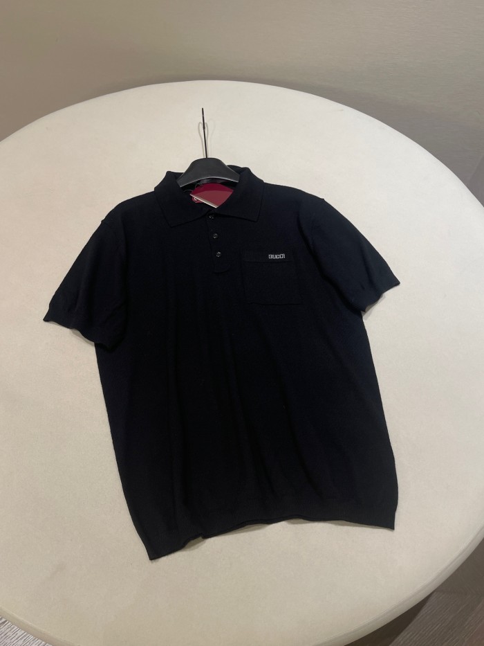 NIGO Gucci Men's Summer Letter Jacquard Wool Solid Color Knit Short Sleeve Polo Shirt #nigo75999