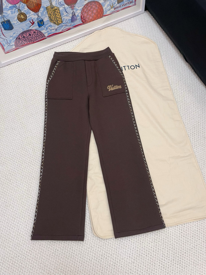 NIGO Louis Vuitton Men's Spring and Autumn Solid Color Letter Embroidery Drawstring Tie Loose Casual Pants #nigo76137
