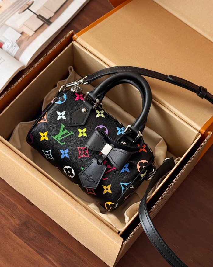 NIGO Louis Vuitton LV x TM Nano Speedy Women's Colorful Monogrammed Canvas Leather Tote Shoulder Bag Bags #nigo76129