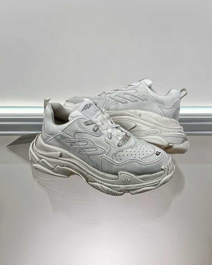 NIGO Balenciaga Triple S Sporty Men's And Women's Four Seasons Solid Color Leather Low Top Lace Up Sneaker Shoes #nigo76121