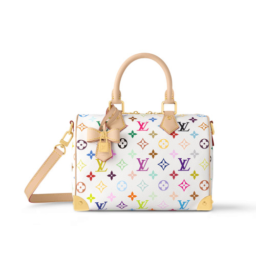 NIGO Louis Vuitton Lv X Tm Speedy Bandoulière 25 Women's Colorful Monogram Print Adjustable Detachable Strap Leather Shoulder Crossbody Bag Tote Bags #nigo76128