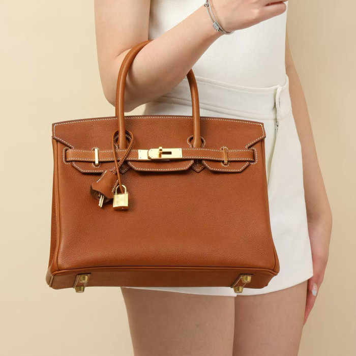 NIGO Hermes Birkin 30 Gold Buckle Solid Color Handbag Temperament  Bags Metal Buckle Kelly Bag Accessories H027633CC37 #nigo81134