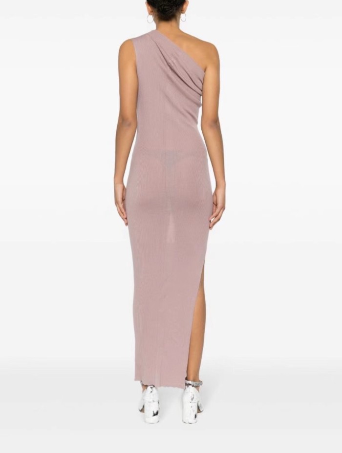 NIGO Rick Owens Women's Summer Slant Shoulder Slim Wool Side Slit Sleeveless Solid Color Dresses #nigo81161