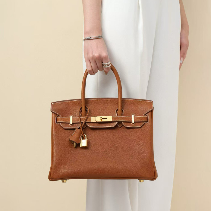 NIGO Hermes Birkin 30 Gold Buckle Solid Color Handbag Temperament  Bags Metal Buckle Kelly Bag Accessories H027633CC37 #nigo81134