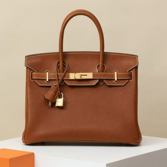 NIGO Hermes Birkin 30 Gold Buckle Solid Color Handbag Temperament Bags Metal Buckle Kelly Bag Accessories H027633CC37 #nigo81134