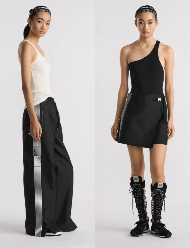 NIGO Dior Women's Spring/Summer Solid Color Jacquard Stripe Elastic Waist Tie Flare Casual Pants #nigo76145