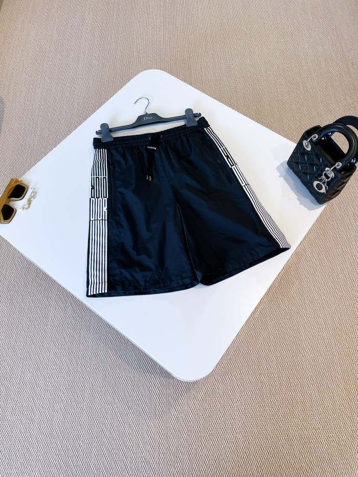 NIGO Dior Men's And Women's Summer Solid Color Casual Mid Waist Tie Loose Shorts #nigo76144