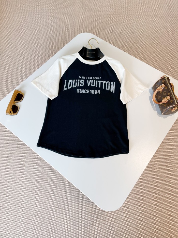 NIGO Louis Vuitton Women's Summer Letter Printed Color Blocking Round Neck Short Sleeve T-Shirt #nigo76161