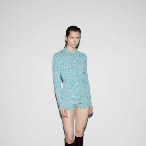 NIGO Gucci Women's Sequin Embroidery Viscose Fiber Blend Lapel Knit Long Sleeve Cardigan Ngvp #nigo1389