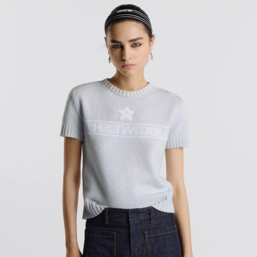 NIGO DIOR Women's Solid Color Pentagram Letter Print Cashmere Short Sleeve Knit Sweater #nigo76157