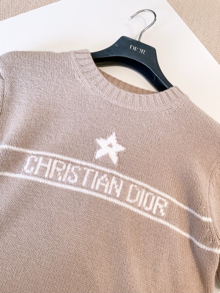 NIGO DIOR Women's Solid Color Pentagram Letter Print Cashmere Short Sleeve Knit Sweater #nigo76157