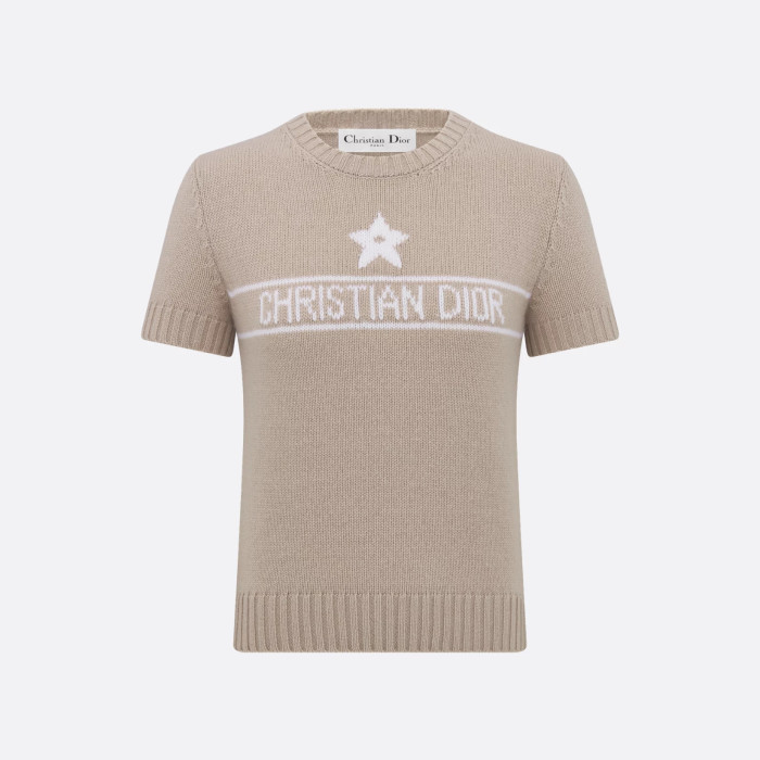 NIGO DIOR Women's Solid Color Pentagram Letter Print Cashmere Short Sleeve Knit Sweater #nigo76157