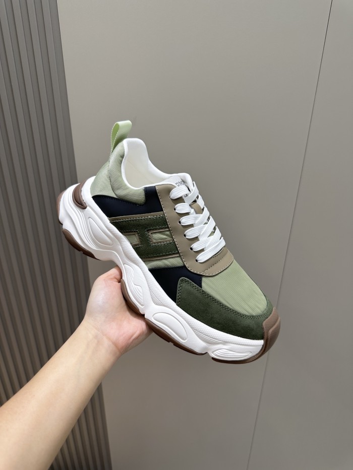 NIGO Hermes Men's All Season Colorblocking Suede Thick Sole Lace-Up Sneakers Shoes #nigo76176