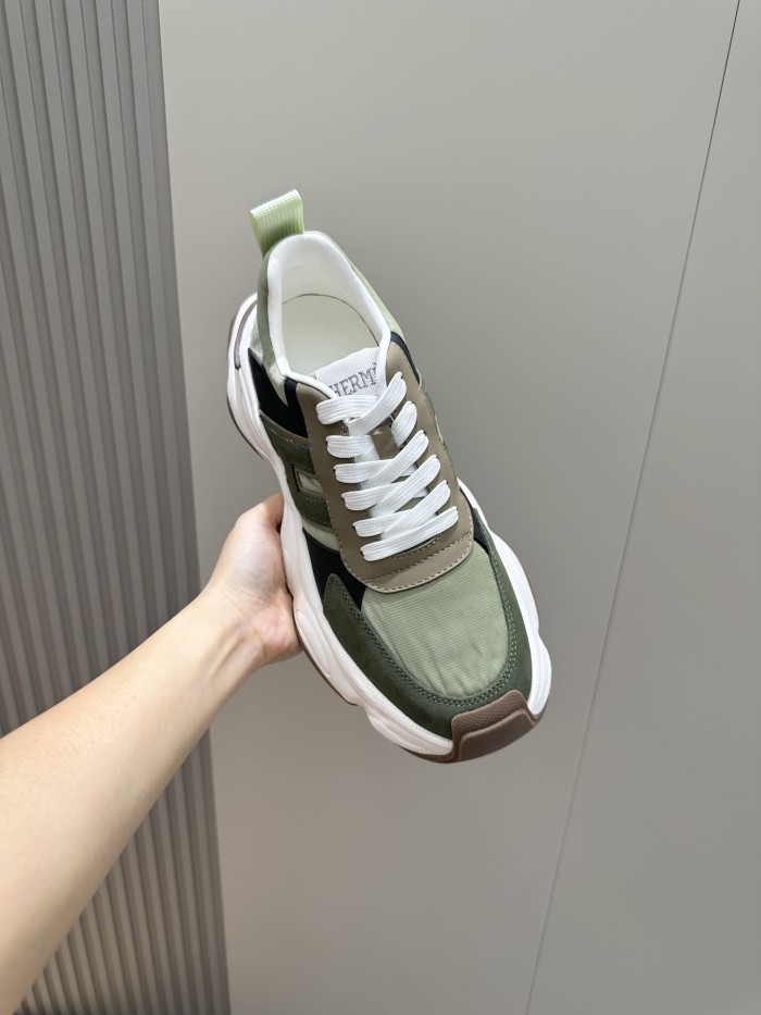 NIGO Hermes Men's All Season Colorblocking Suede Thick Sole Lace-Up Sneakers Shoes #nigo76176