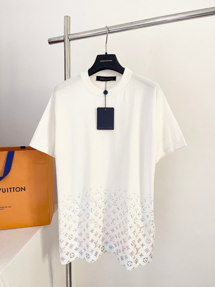 NIGO Louis Vuitton Men's Summer Colorful Diamond Letters Gradient Pattern Solid Color Round Neck Short Sleeve T-shirt #nigo76173