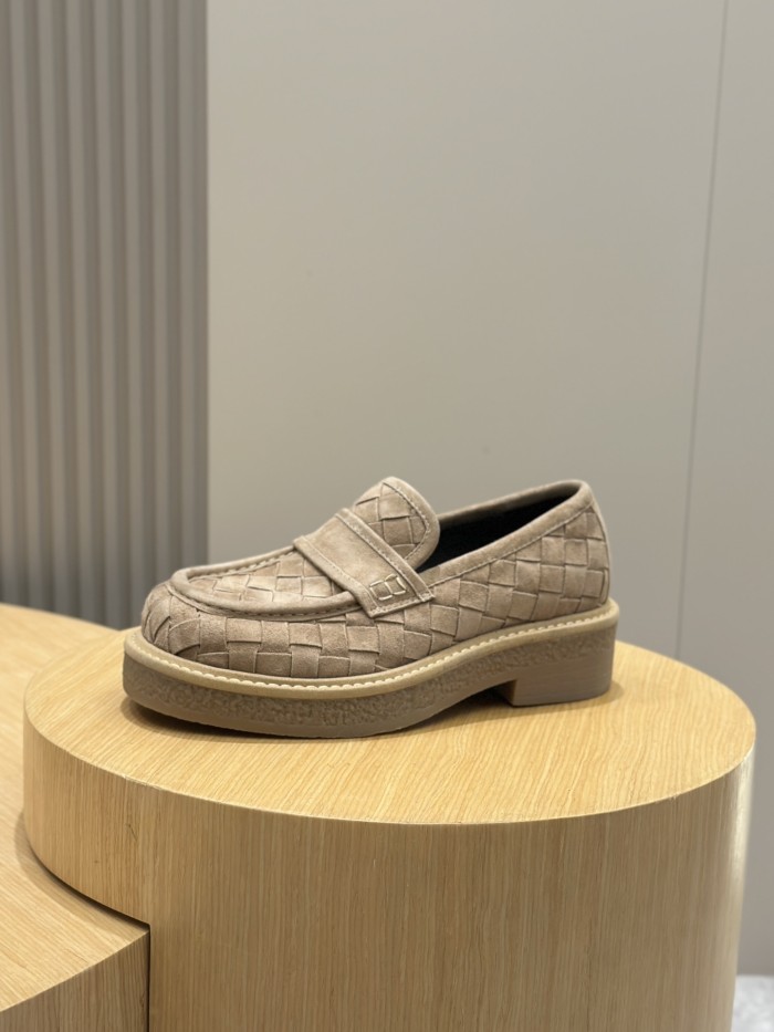 NIGO Bottega Veneta Men's Spring/Summer Solid Color Round Toe Over-Toe Suede Leather Loafers Shoes #nigo76175