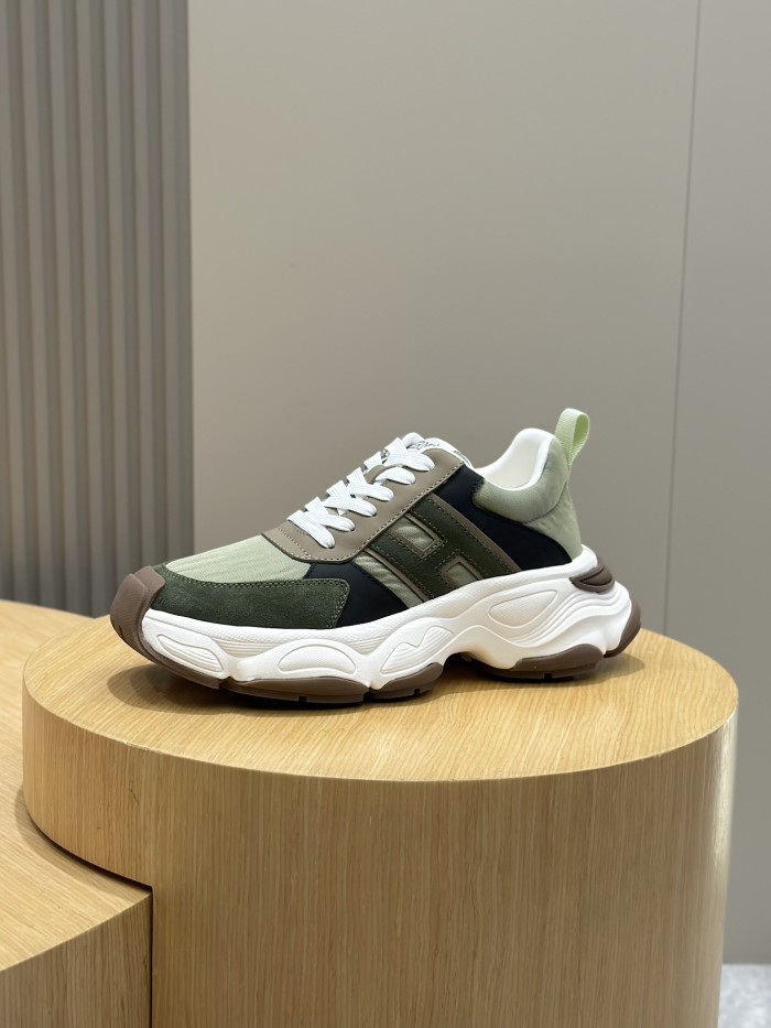 NIGO Hermes Men's All Season Colorblocking Suede Thick Sole Lace-Up Sneakers Shoes #nigo76176