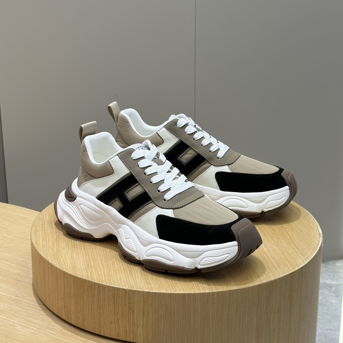 NIGO Hermes Men's All Season Colorblocking Suede Thick Sole Lace-Up Sneakers Shoes #nigo76176
