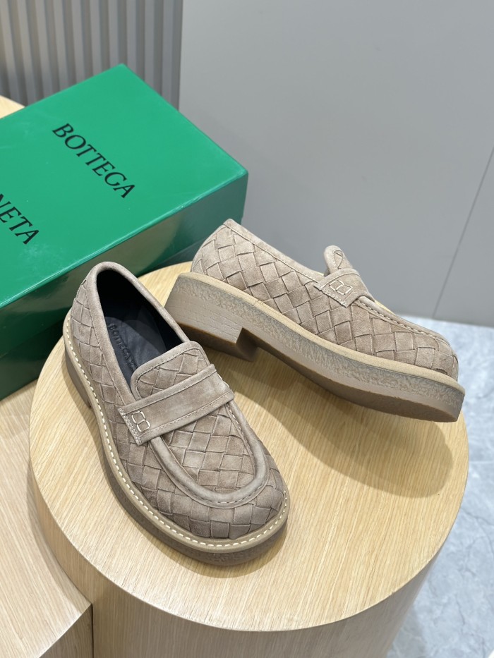 NIGO Bottega Veneta Men's Spring/Summer Solid Color Round Toe Over-Toe Suede Leather Loafers Shoes #nigo76175