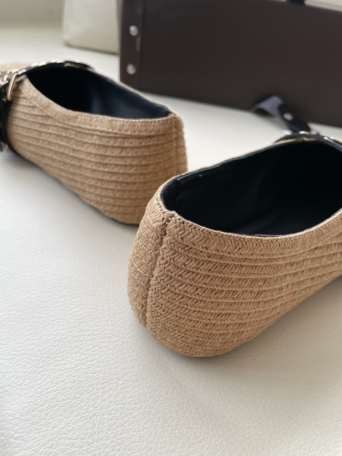 NIGO Alaia Women's Summer Solid Color Round Toe Buckle Braided Flat Ballet Shoes #nigo76181