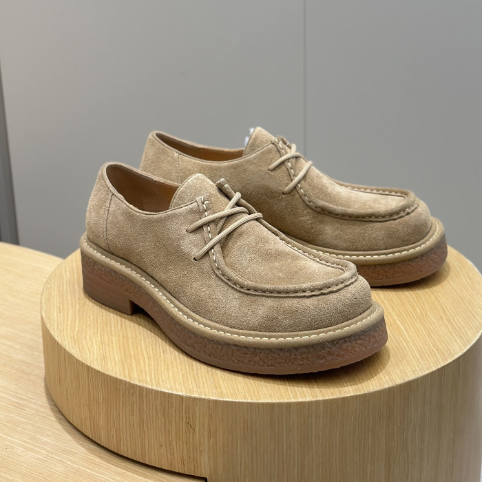 NIGO Bottega Veneta Men's Spring/Summer Solid Color Round Toe Over-Toe Suede Leather Loafers Shoes #nigo76175