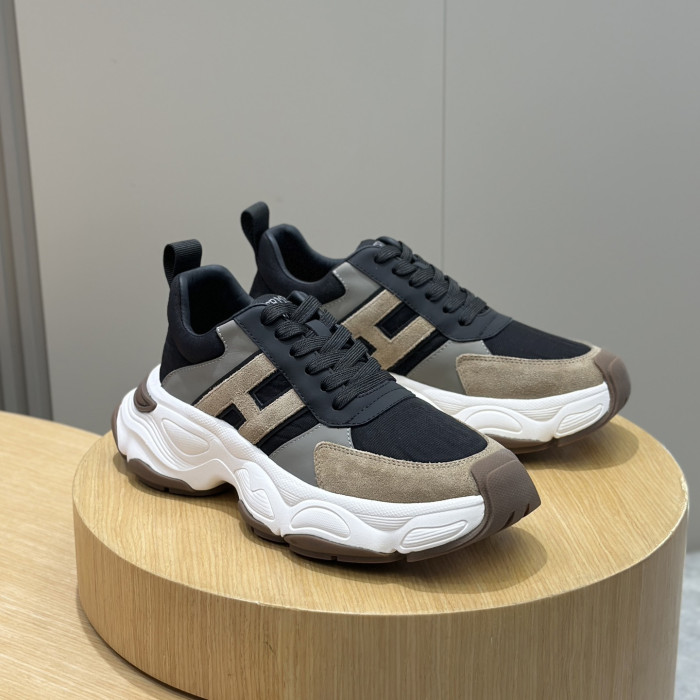NIGO Hermes Men's All Season Colorblocking Suede Thick Sole Lace-Up Sneakers Shoes #nigo76176