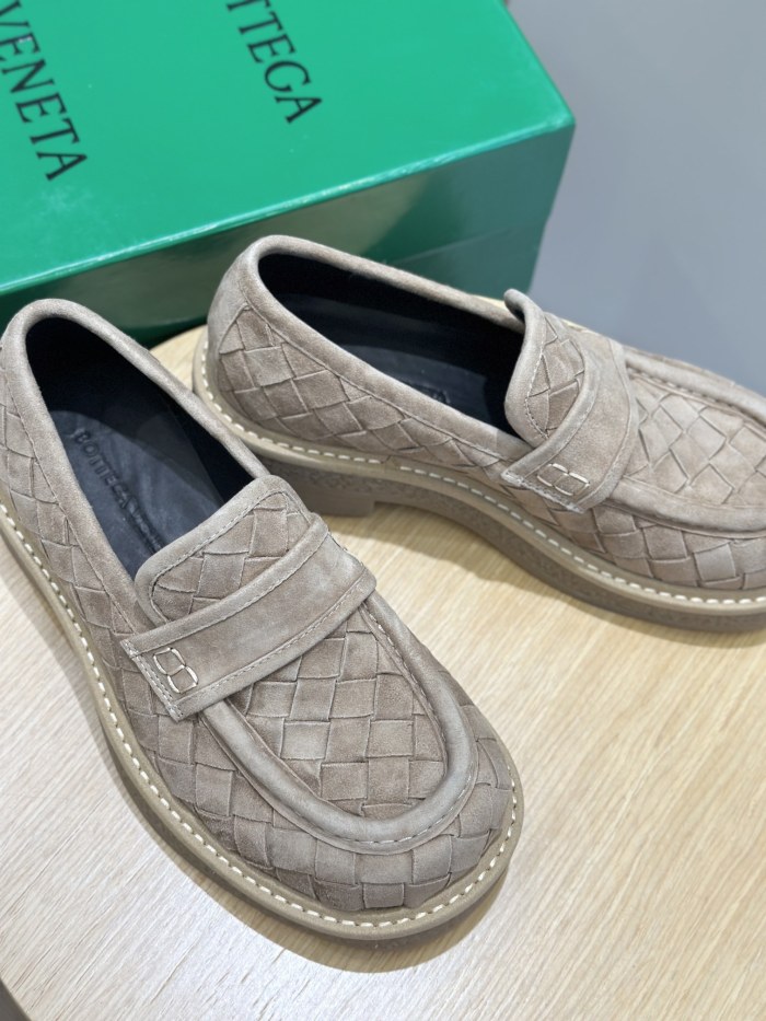 NIGO Bottega Veneta Men's Spring/Summer Solid Color Round Toe Over-Toe Suede Leather Loafers Shoes #nigo76175