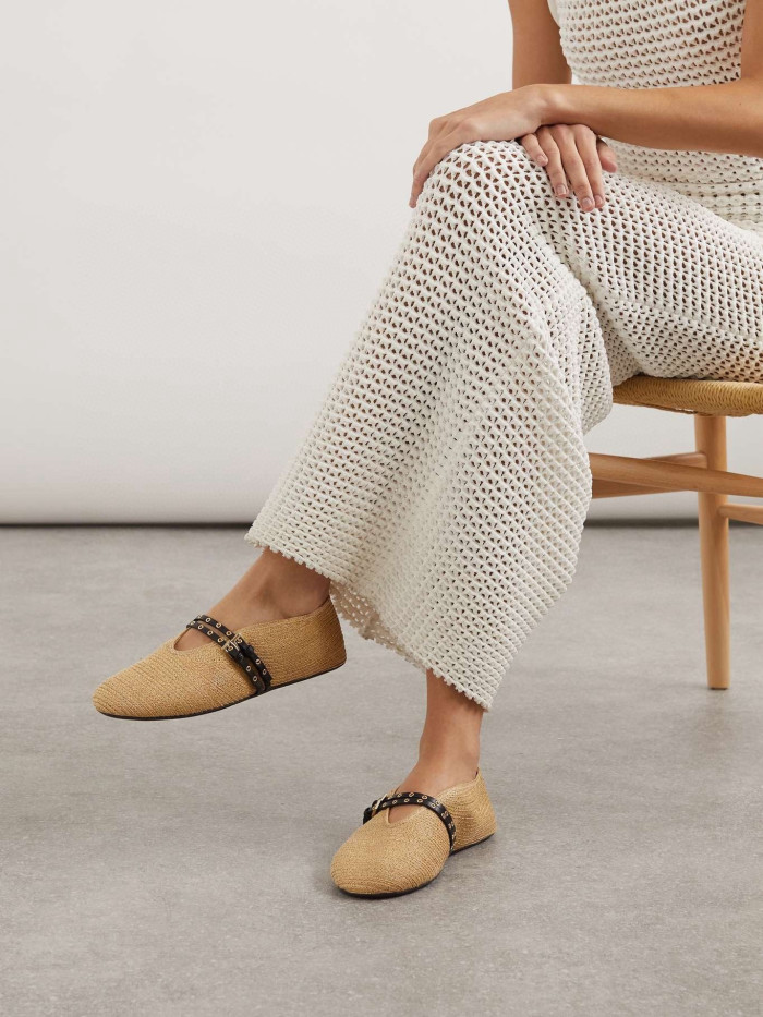 NIGO Alaia Women's Summer Solid Color Round Toe Buckle Braided Flat Ballet Shoes #nigo76181